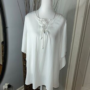 White Relaxed Tie Front Short Sleeve T-Shirt